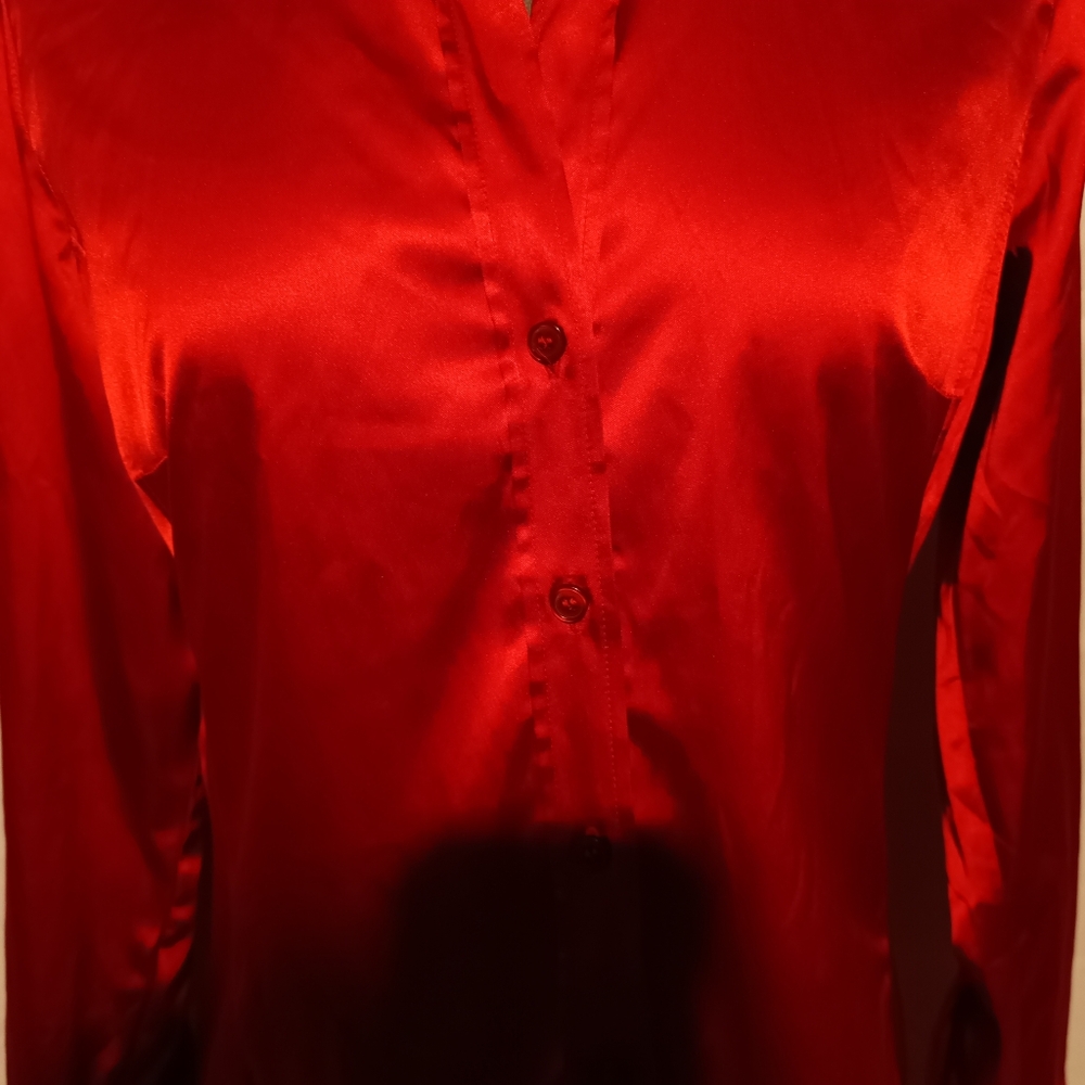 🍋NY&C Ruby Red Button-Down Shirt | Size Small - Picture 5 of 12